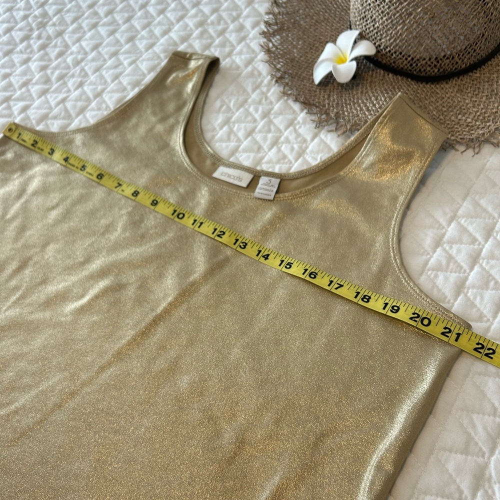 Chico’s XL Gold Stretch Tank Top Size 3 - Picture 2 of 9
